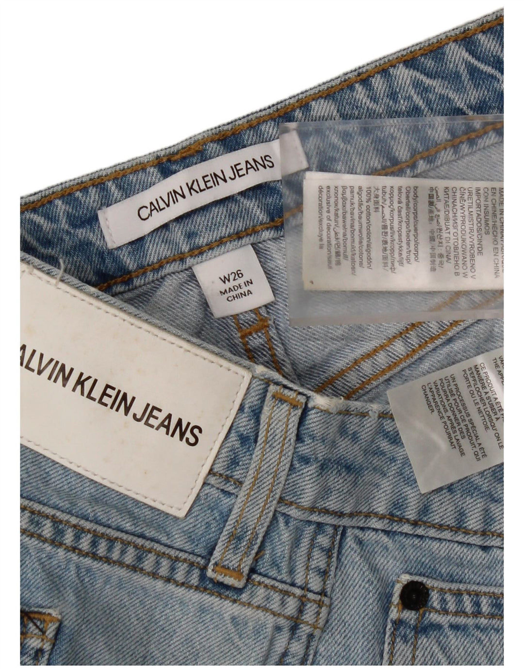 CALVIN KLEIN JEANS Fusta de denim cu talie joasa pentru femei W26 Bumbac albastru mic
