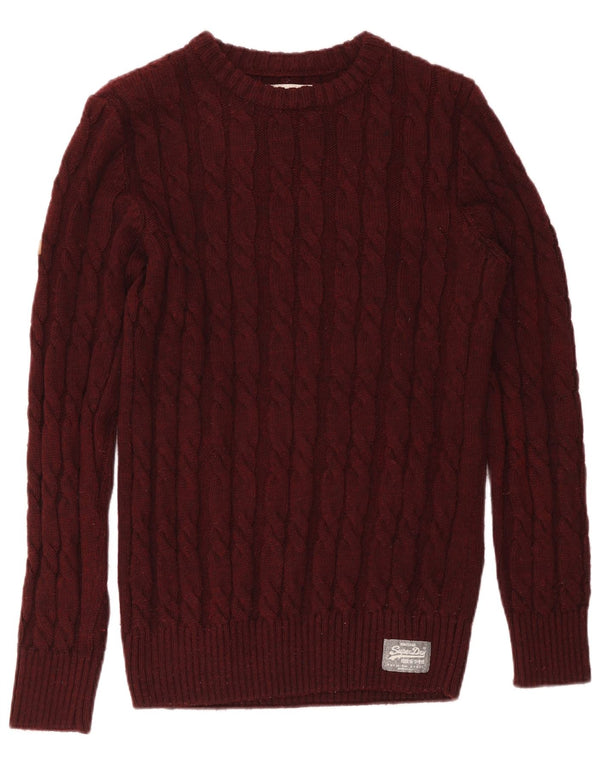 Pulover pentru bărbați Superdry cu gât de barcă XL Bordeaux Acrilic