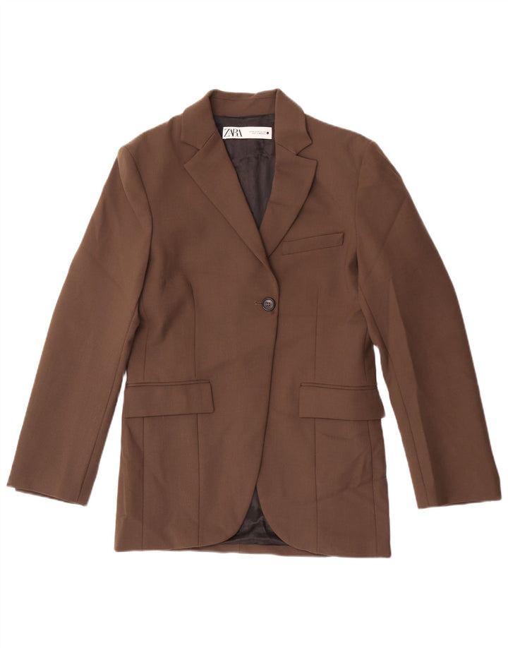 Jachetă blazer supradimensionată pentru femei Zara UK 6 XS bumbac maro