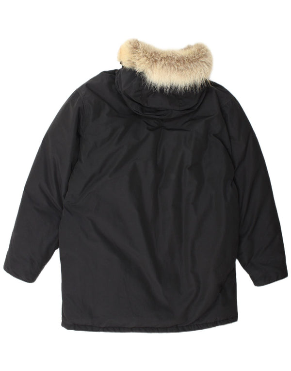 Jachetă parka cu glugă pentru bărbați Woolrich UK 40 mare, negru, bumbac