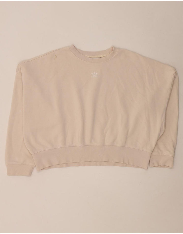 Pulover adidas Crop oversized pentru femei UK 14 Bumbac mediu bej