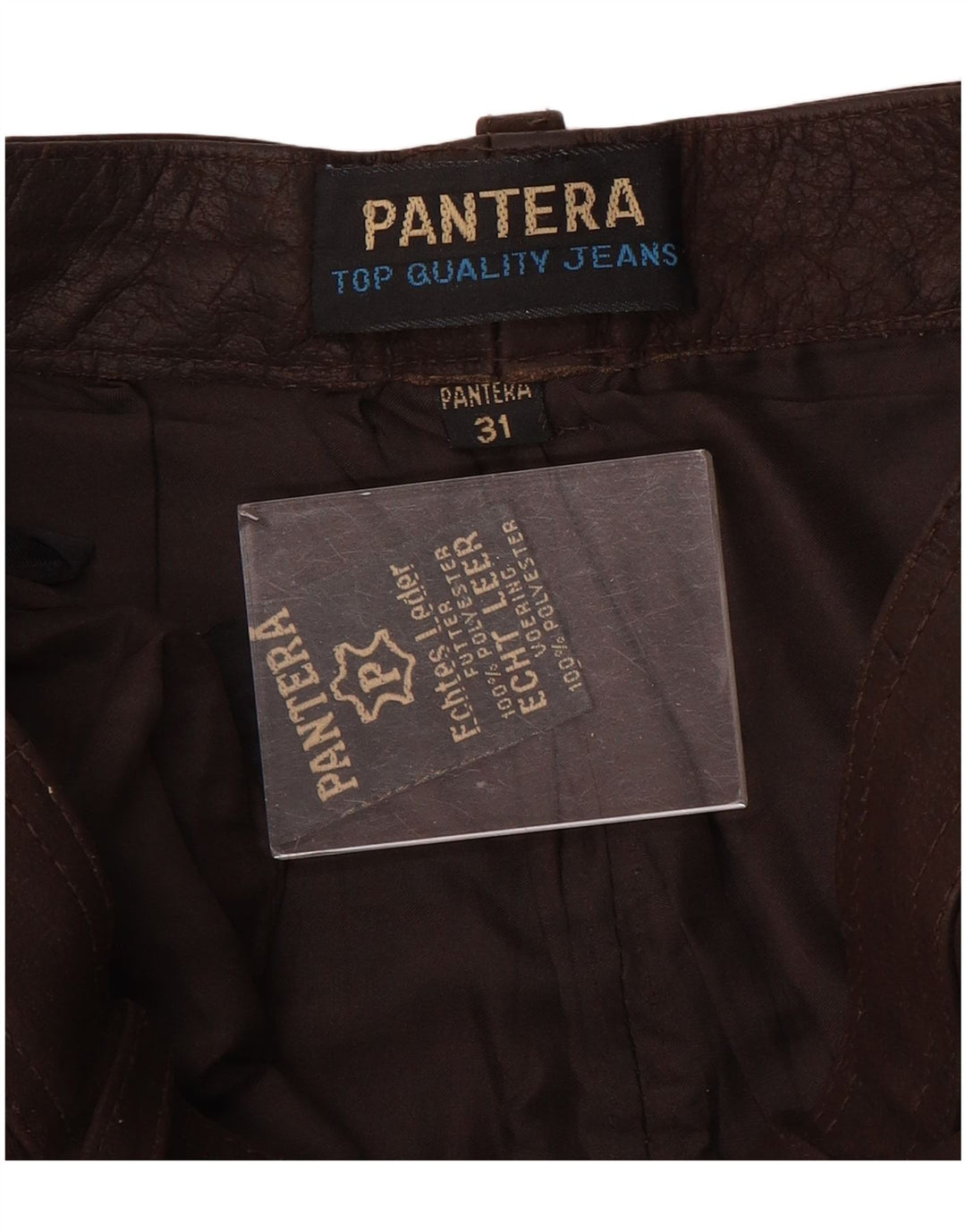 Pantaloni slim din piele intoarsa pentru barbati Pantera W31 L31 piele maro