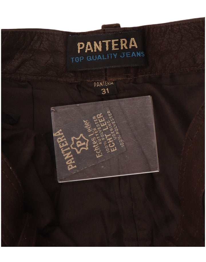 Pantaloni slim din piele intoarsa pentru barbati Pantera W31 L31 piele maro