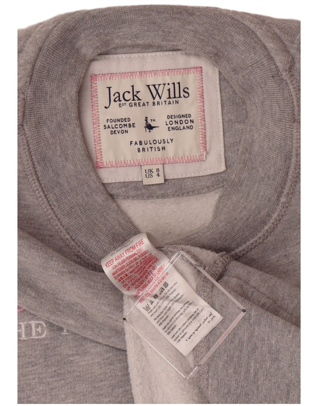 JACK WILLS Pulover cu grafic pentru femei UK 8 Mic, gri pete