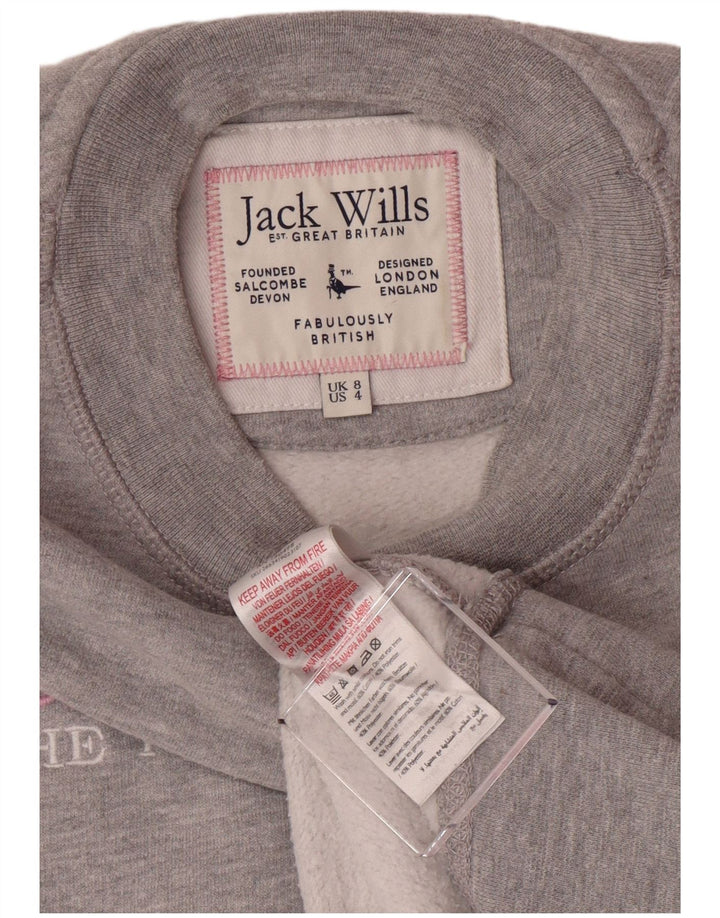 JACK WILLS Pulover cu grafic pentru femei UK 8 Mic, gri pete