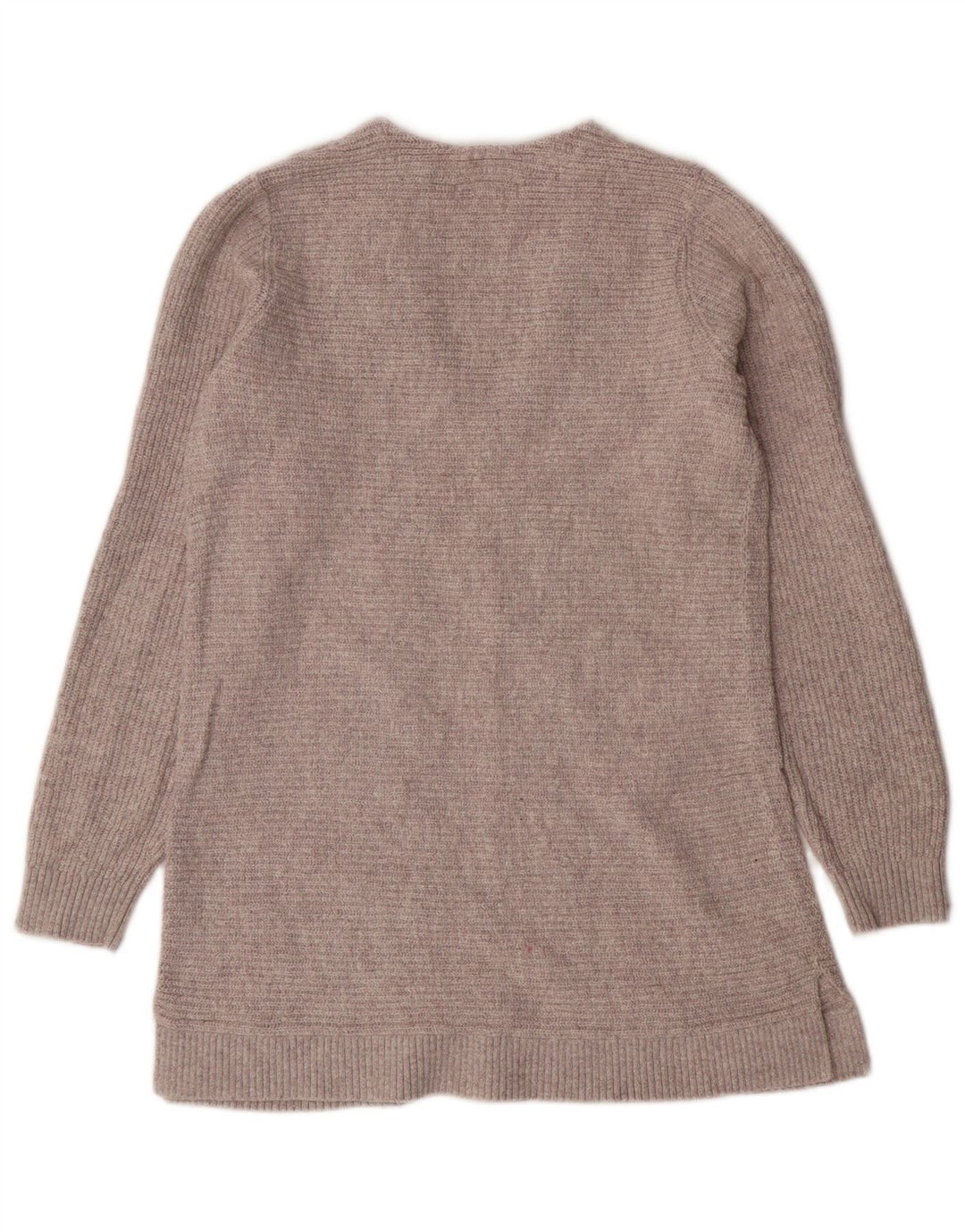 FAT FACE Pulover pentru femei cu paragate cu decolteu în V UK 10 mic bumbac gri