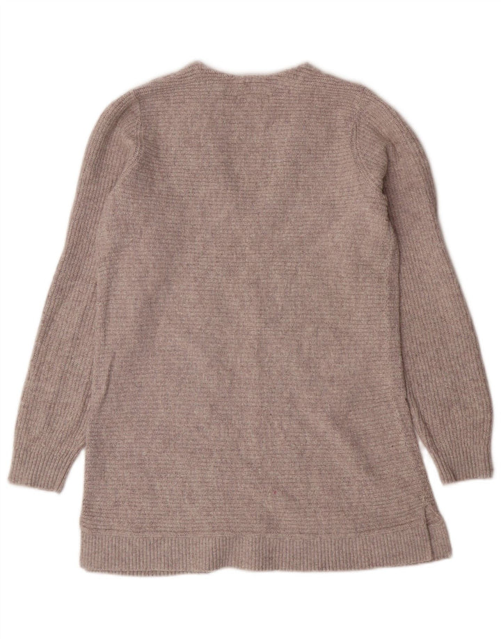 FAT FACE Pulover pentru femei cu paragate cu decolteu în V UK 10 mic bumbac gri