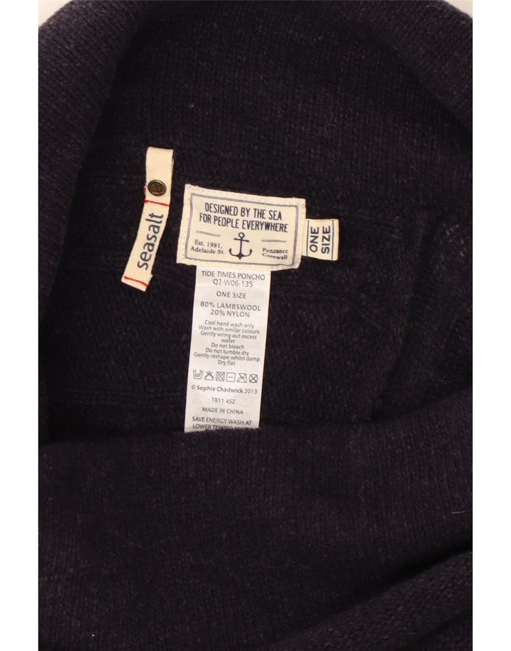 SEASALT Jumper Poncho pentru damă, mărime unica, lână bleumarin