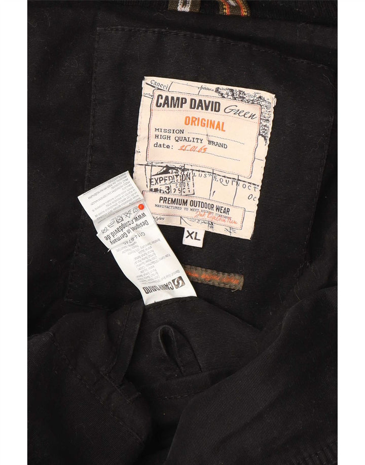 Jachetă Bomber cu grafică Camp David pentru bărbați UK 42 XL, bumbac negru