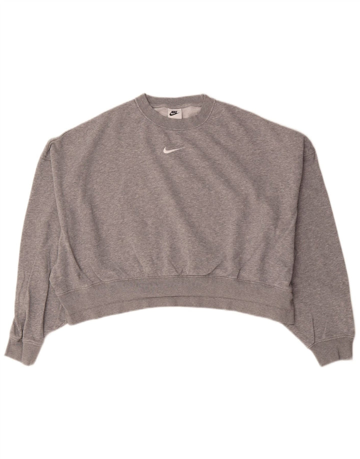 Pulover oversized pentru femei Nike Crop pentru femei UK 10 Small Gri Flecked