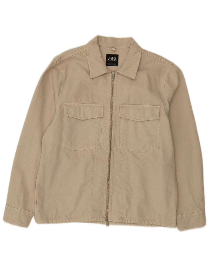 Jachetă pentru bărbați Zara UK 42 XL, bumbac, bej
