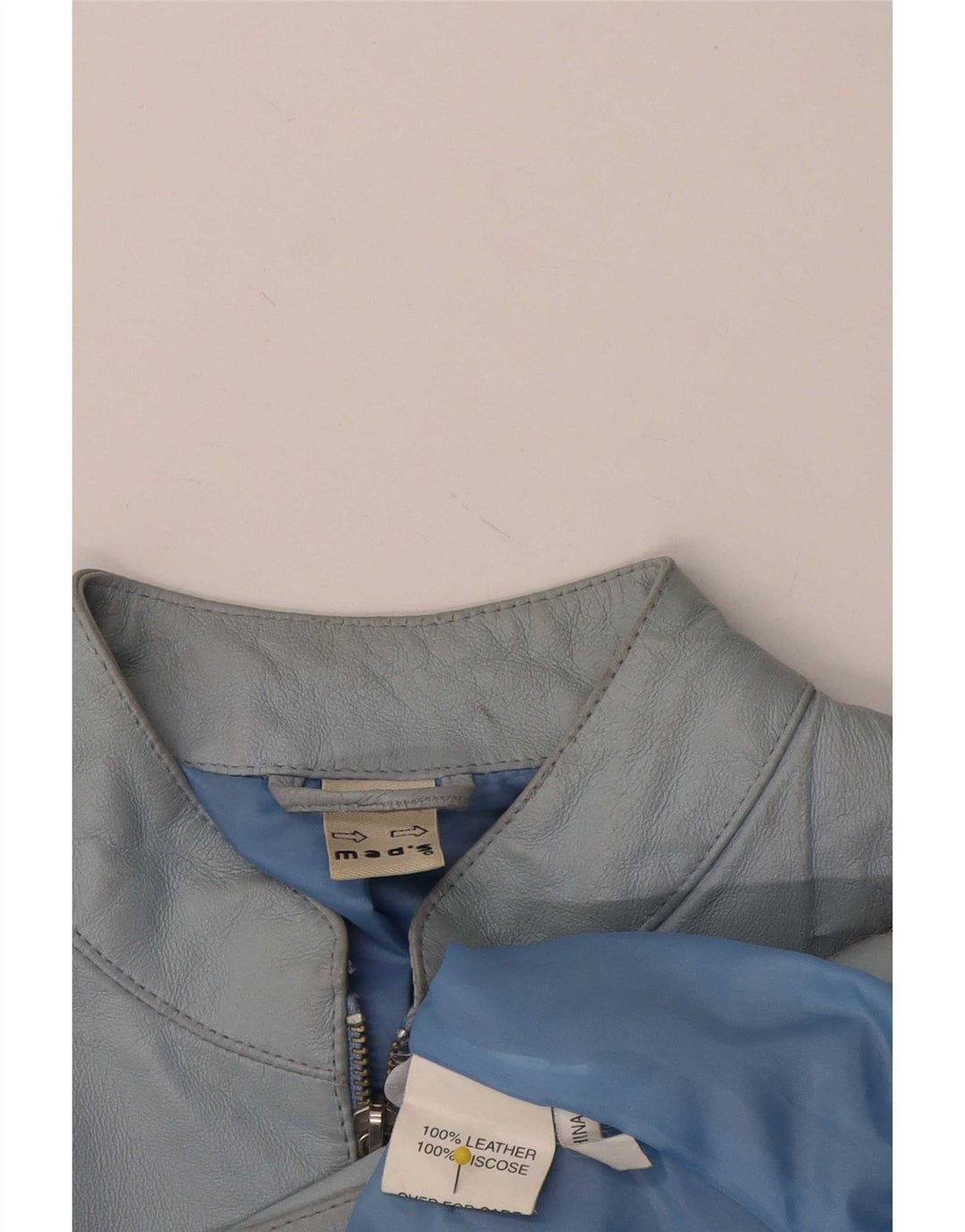 Jachetă de piele vintage pentru femei UK 14, piele albastră medie