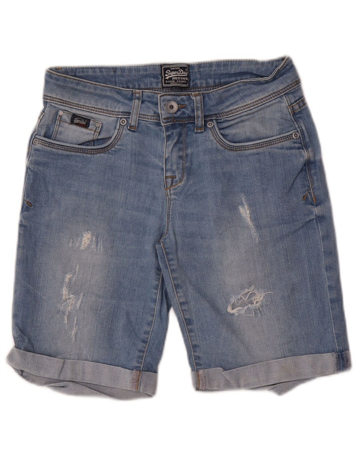 Pantaloni scurți din denim distressed pentru femei Superdry W26 Small Blue