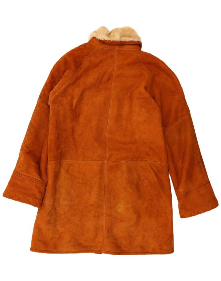 Palton din shearling vintage pentru femei, cu tăiere largi, IT 48 XL, piele maro