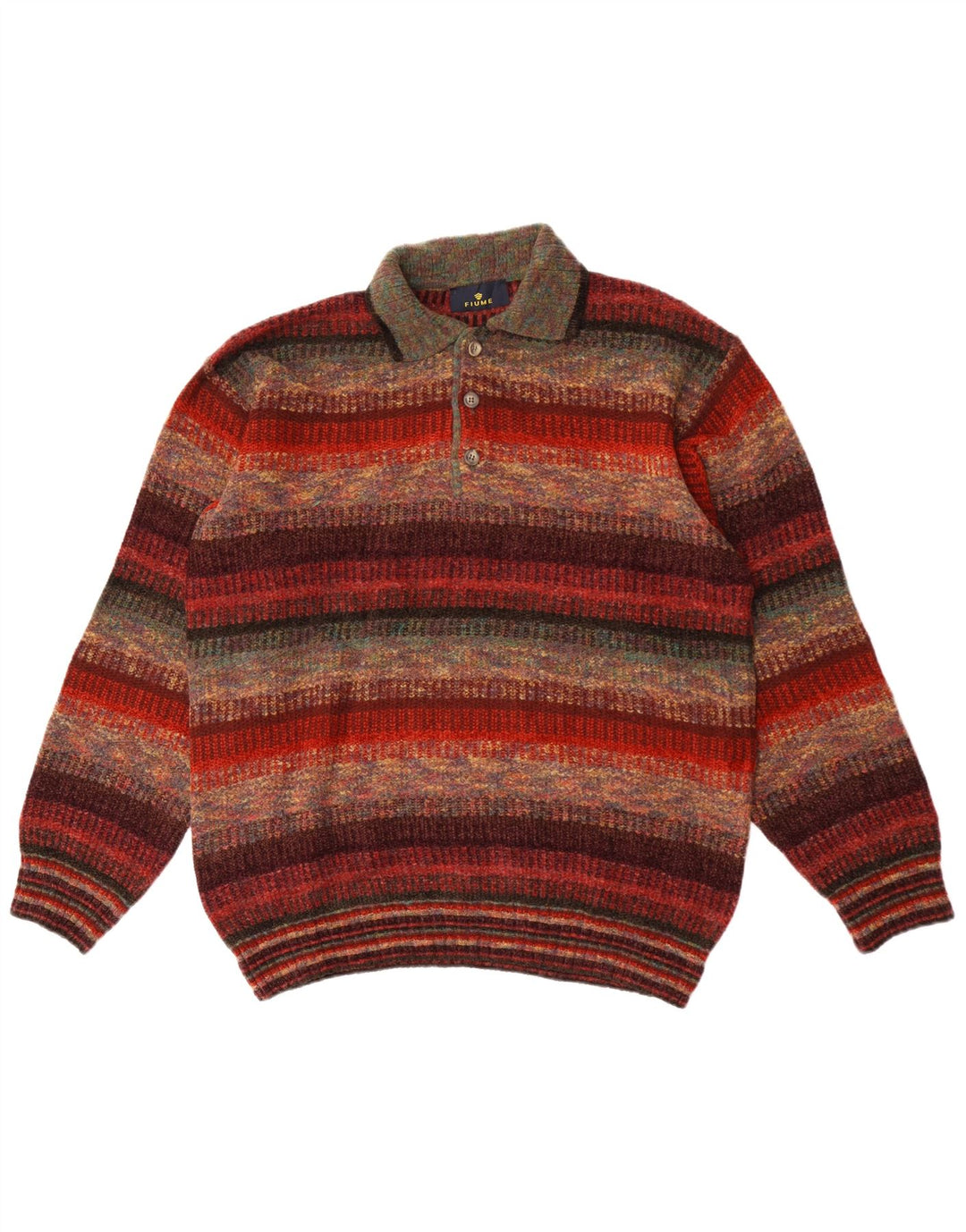 Pulover Fiume pentru bărbați cu gât polo mare, cu dungi acrilice, multicolore