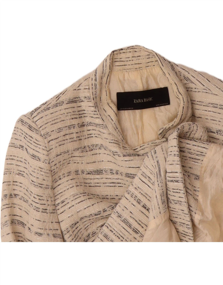 ZARA Womens Longline 4 Button Blazer Jacket UK 12 Medium Off White Striped Vintage Zara and Second-Hand Zara from Messina Hembry 