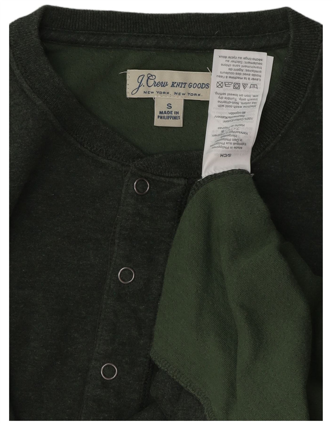J. CREW Top pentru bărbați cu mânecă lungă din bumbac verde mic