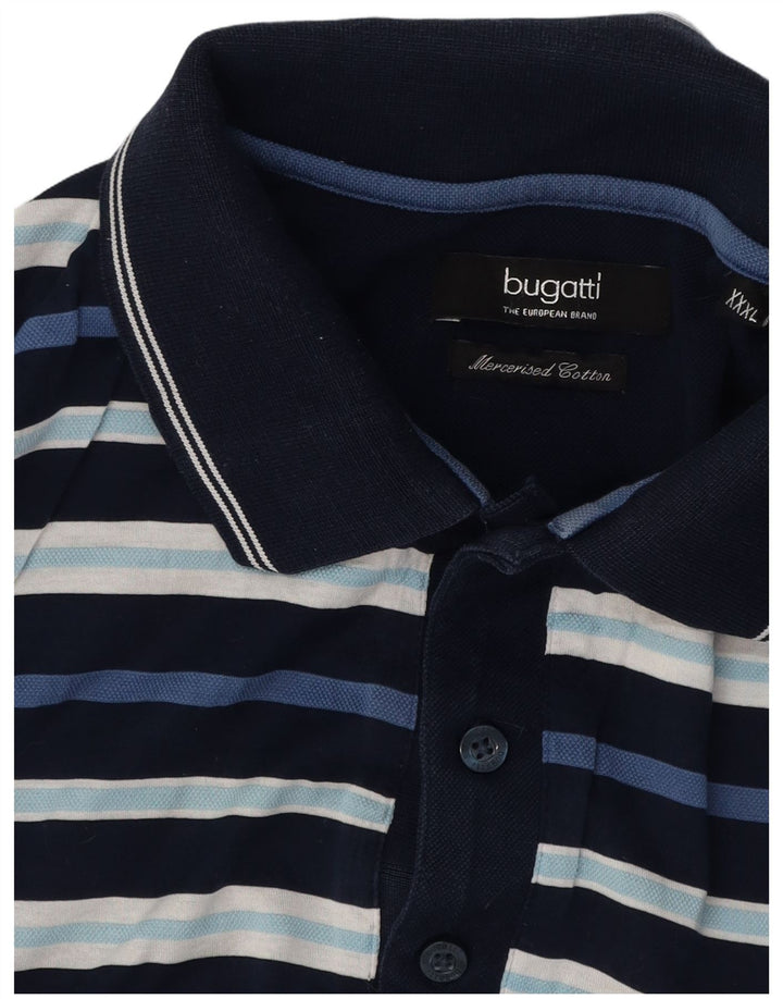 BUGATTI Cămașă Polo pentru bărbați 3XL Bumbac cu dungi bleumarin
