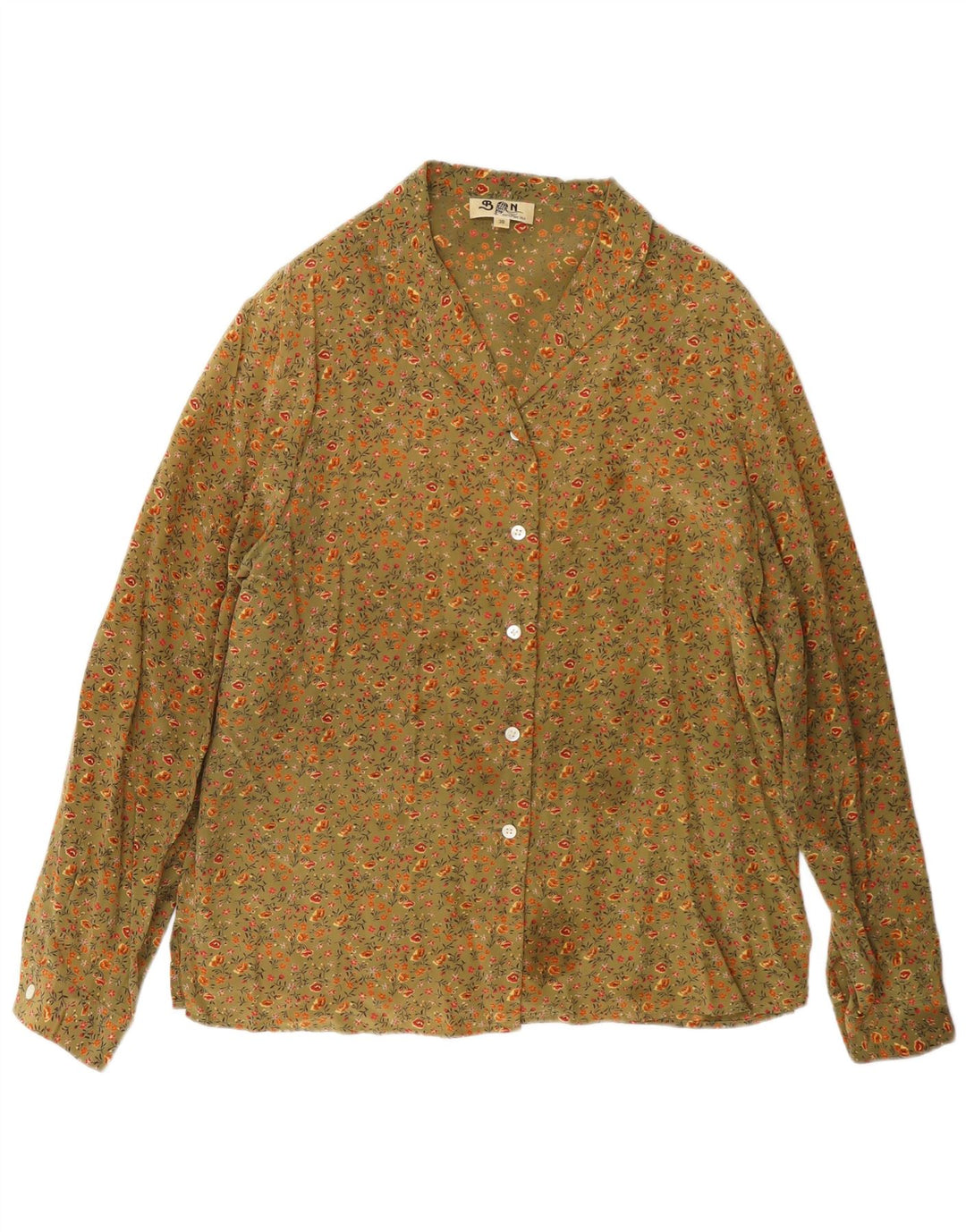 Bluză cămașă pentru femei Balloon EU 38 Medium Khaki Floral Silk