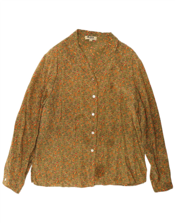 Bluză cămașă pentru femei Balloon EU 38 Medium Khaki Floral Silk