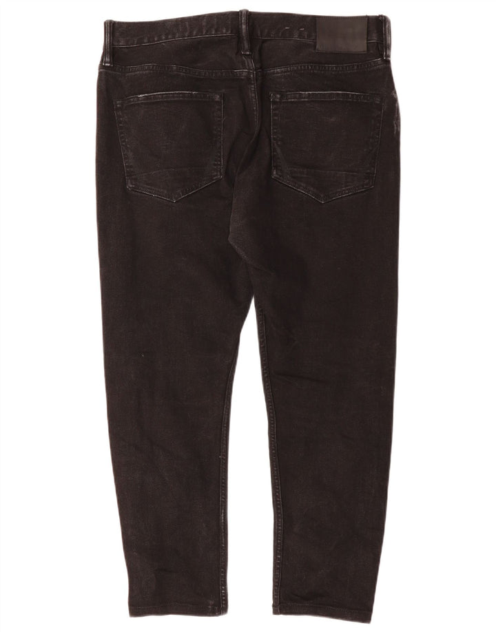 ALL SAINTS Blugi tăiați cu țigară pentru bărbați W33 L24 bumbac negru