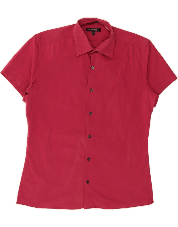 DKNY Mens Short Sleeve Shirt Size 15 1/2 Medium Red Vintage Dkny and Second-Hand Dkny from Messina Hembry 