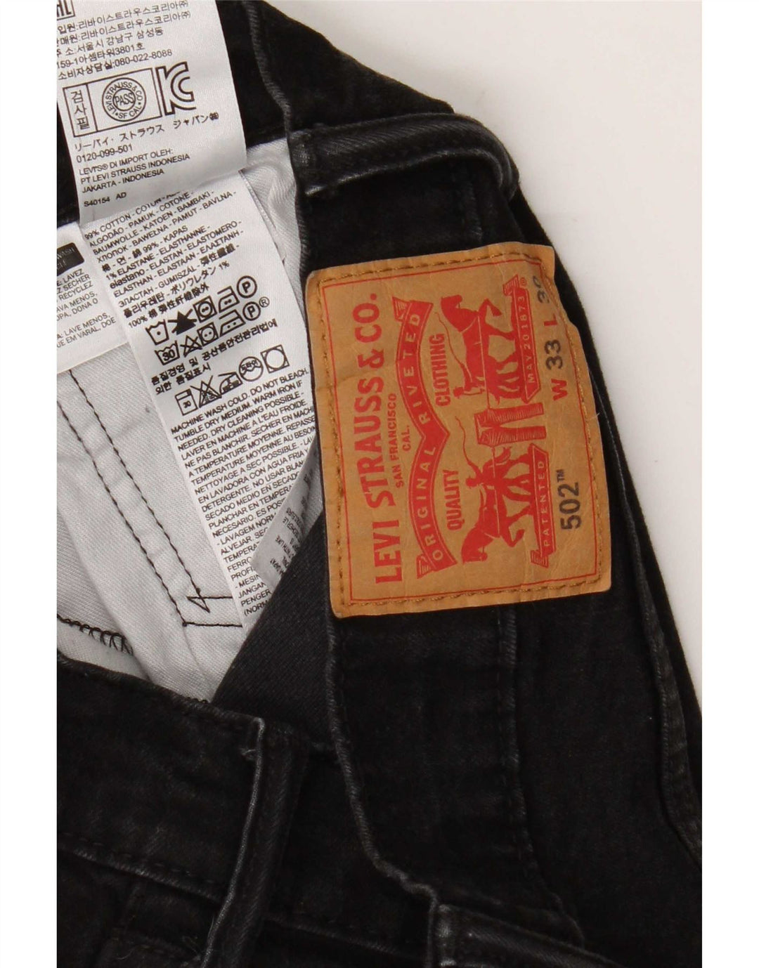 Blugi drepti pentru bărbați Levi's 502 W33 L27 bumbac negru