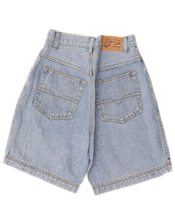 Pantaloni scurți din denim cu talie înaltă pentru fete VINTAGE 11-12 ani W22 albastru