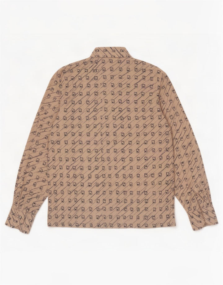 Cămașă vintage pentru femei UK 12 Medium Bej Geometric
