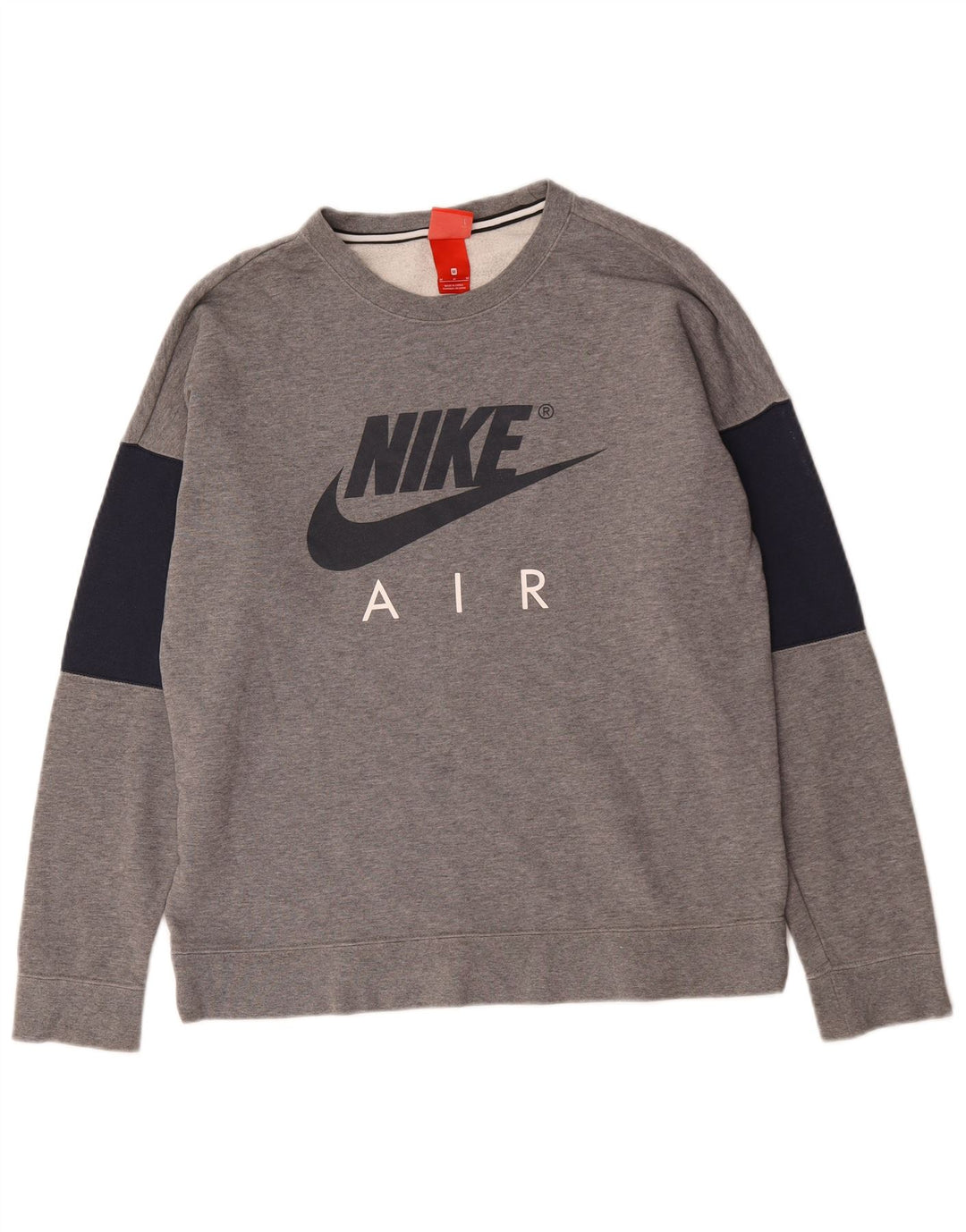 Pulover Nike pentru bărbați cu grafică, bumbac color bloc, gri mediu