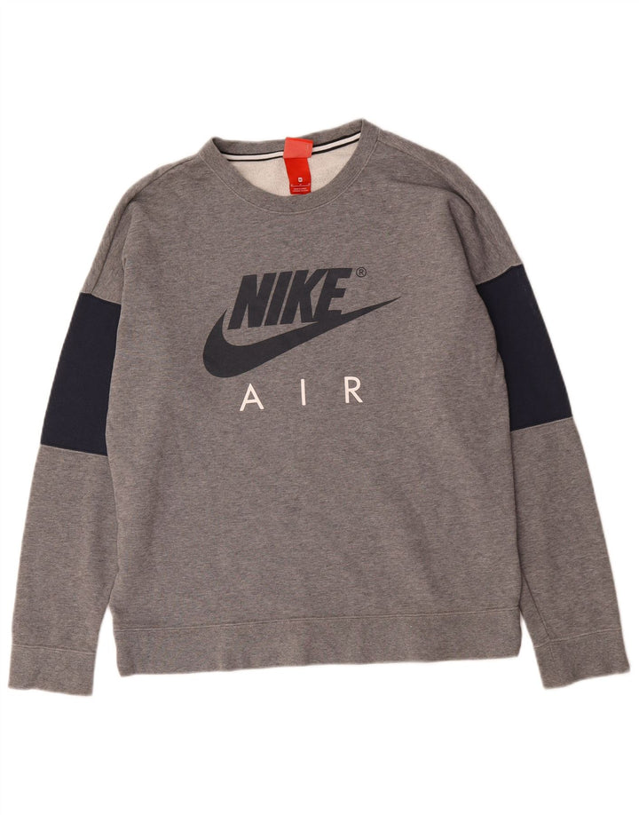 Pulover Nike pentru bărbați cu grafică, bumbac color bloc, gri mediu