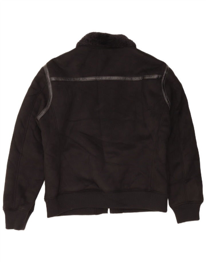 Jachetă Sherpa pentru bărbați Zara UK 40 Poliester negru mare