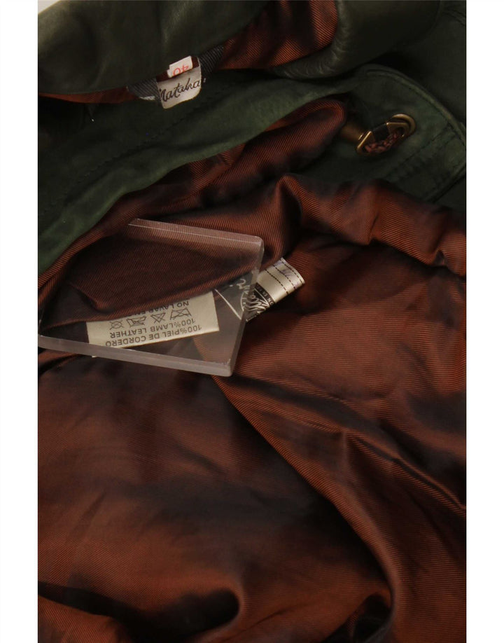 Palton supradimensionat din piele vintage pentru femei EU 40 verde mediu