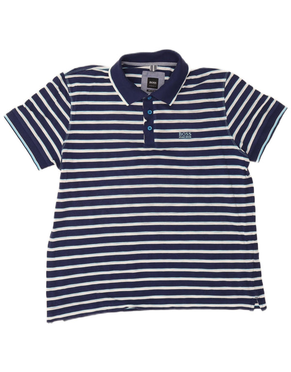 Cămașă polo Hugo Boss pentru bărbați, XL, cu dungi, albastru bleumarin