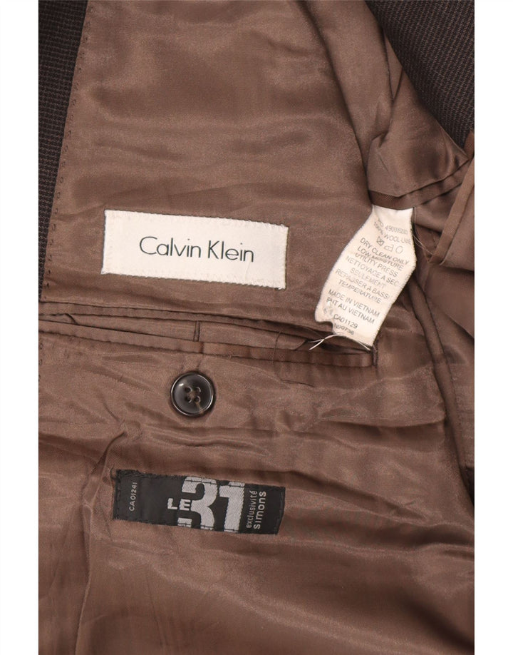 Jachetă pentru bărbați Calvin Klein, cu 2 nasturi, Marea Britanie 44 2XL, lână maro cu picior de gală