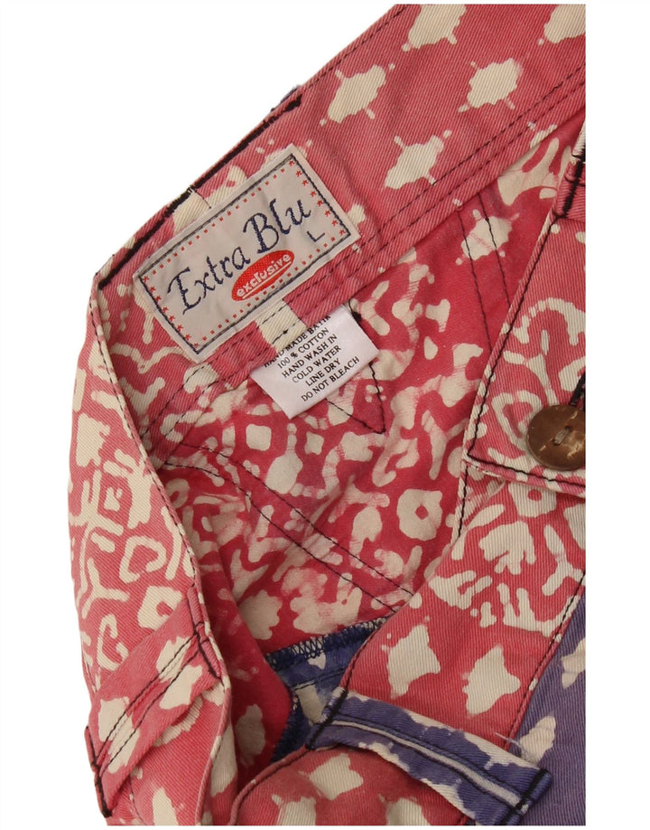 Fusta creion de denim cu model abstract pentru femei vintage, mare W28 bumbac albastru