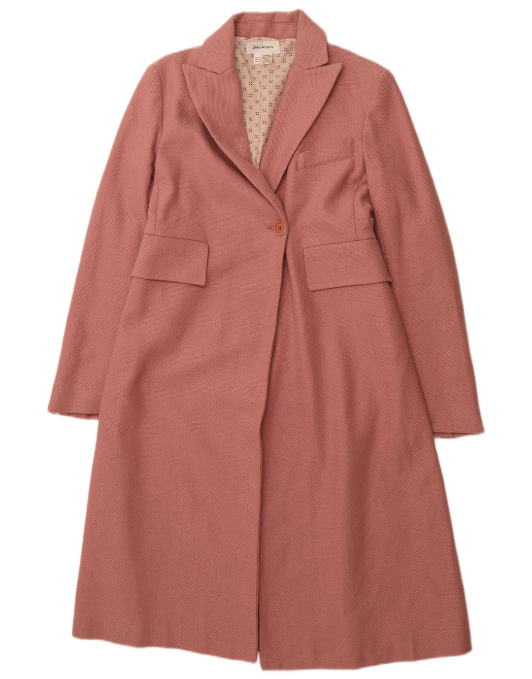 ZARA Womens Overcoat UK 12 Medium Pink Cotton