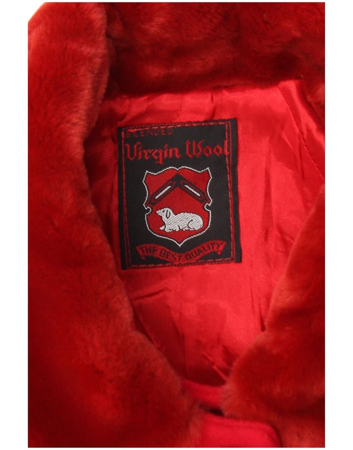 Pardesiu vintage pentru femei UK 20 2XL Lână virgină roșie