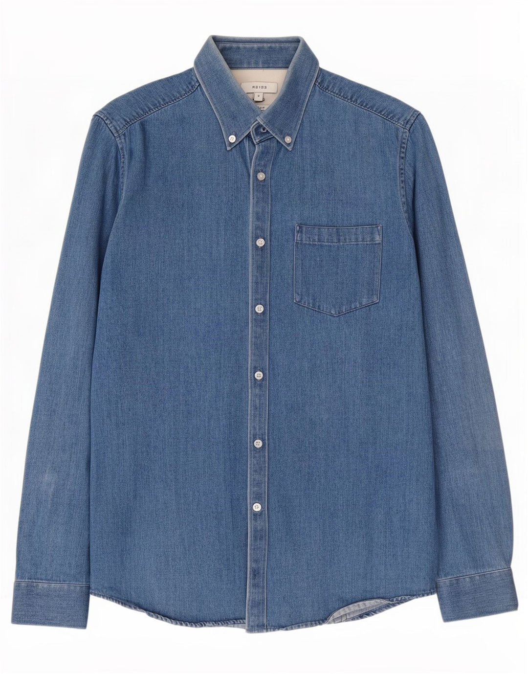 Cămașă Reiss pentru bărbați, slim fit, din denim, bumbac albastru mic
