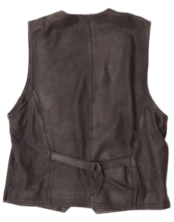 Vestă vintage pentru bărbați din piele intoarsa IT 48 Medium Black Leather