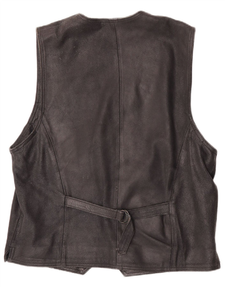 Vestă vintage pentru bărbați din piele intoarsa IT 48 Medium Black Leather