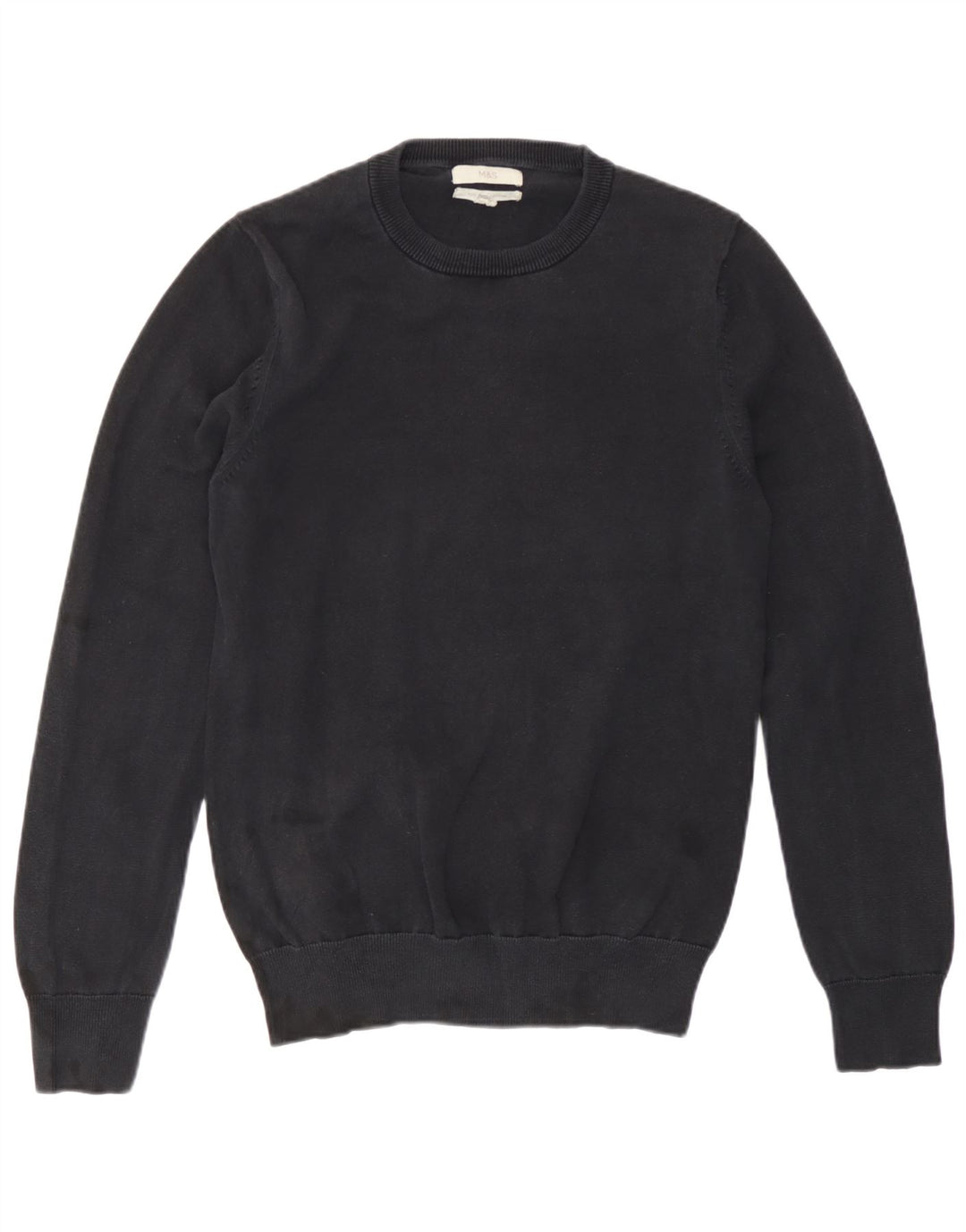 Pulover pentru bărbați Marks & Spencer cu gât crew pulover mic din bumbac bleumarin