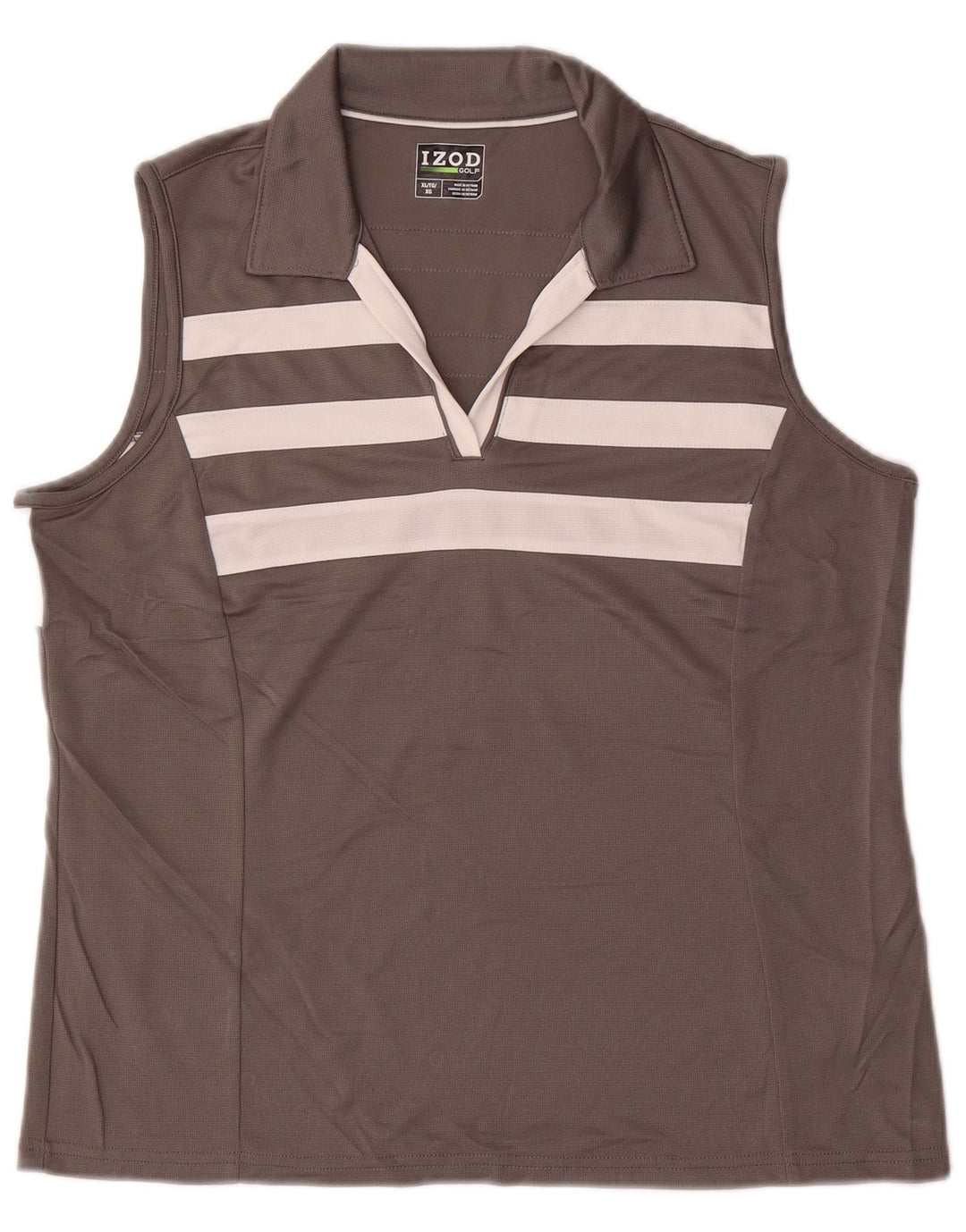 IZOD Tricou polo fără mâneci pentru femei UK 18 XL Gri poliester color bloc