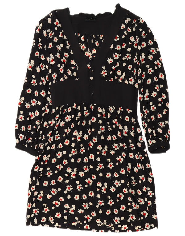 Max & Co. Rochie Empire cu mânecă lungă pentru femei UK 14 Medium Black Floral