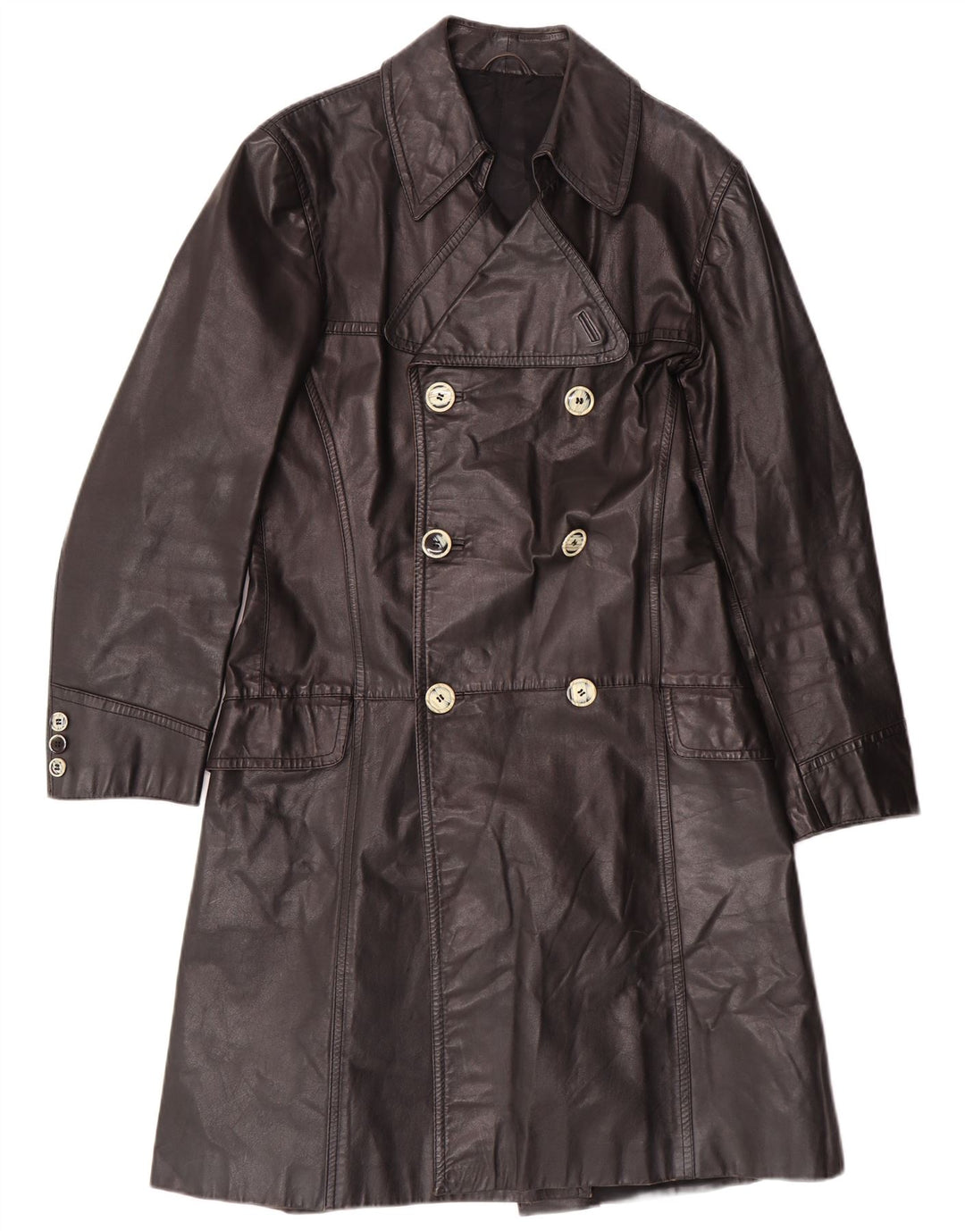 Palton din piele vintage pentru bărbați IT 46 Mic Negru Clasic din piele