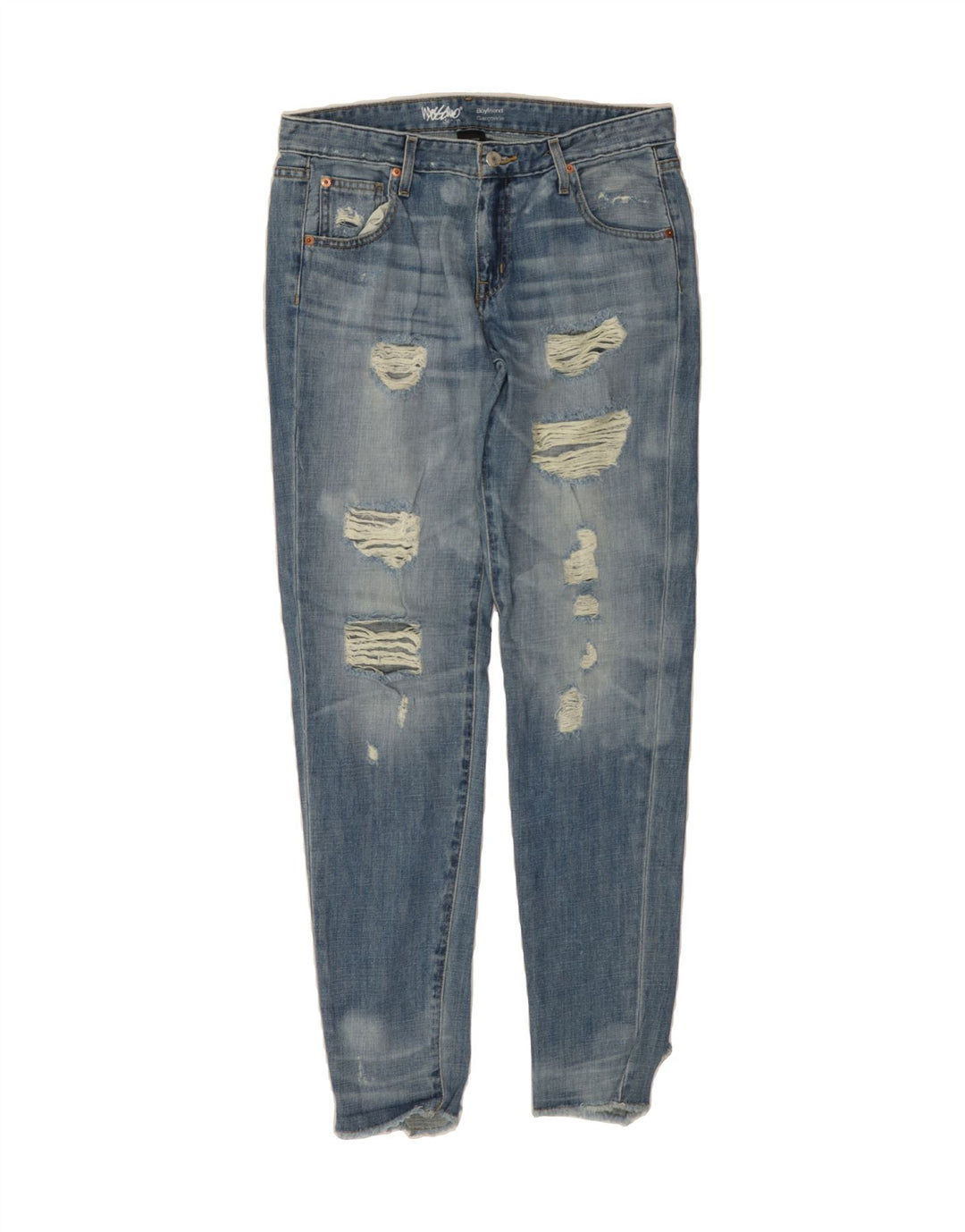 MOSSIMO Womens Boyfriend Distressed Slim Jeans US 6 Medium W28 L32 Blue Vintage Mossimo and Second-Hand Mossimo from Messina Hembry 