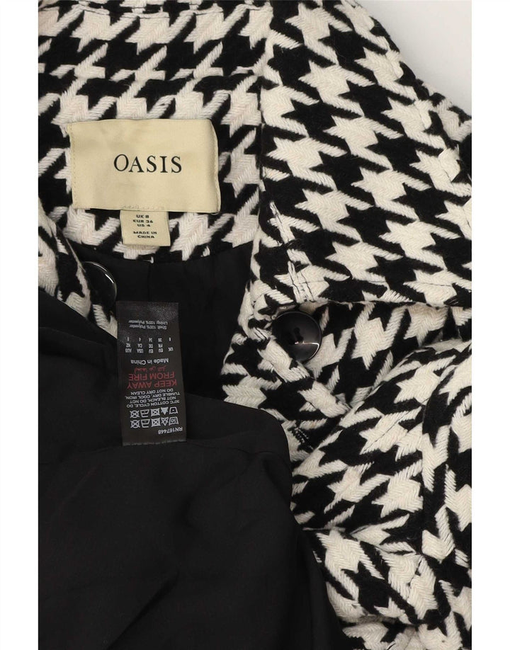 Palton dublu pentru femei Oasis UK 8 Poliester cu picior de găin negru mic
