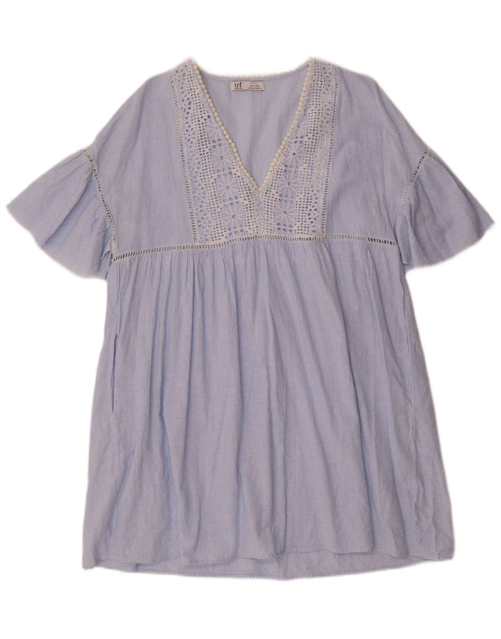 Rochie ZARA Femei Schift UK 14 Medium Blue Pinstripe