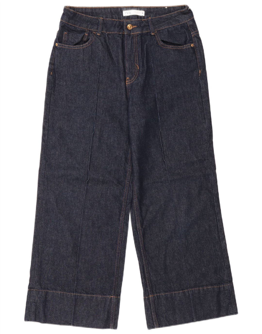 Blugi largi pentru femei Zara EU 40 Medium L30 L27 Bumbac bleumarin
