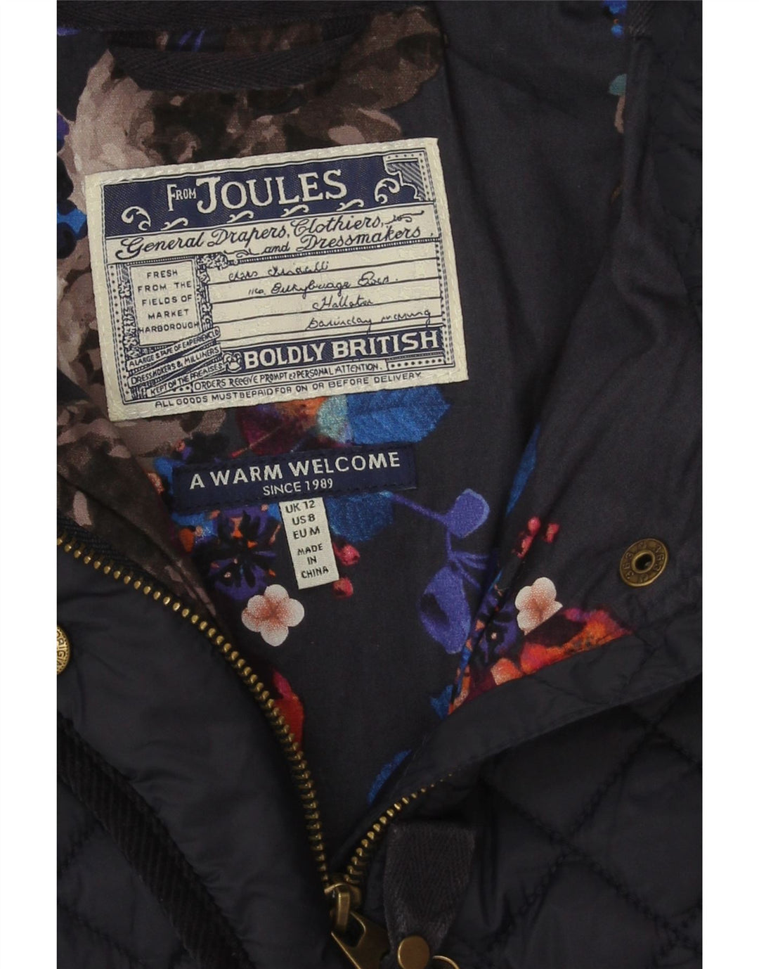 Jachetă matlasată Joules pentru femei UK 12 Medium Bleumarin Poliamidă